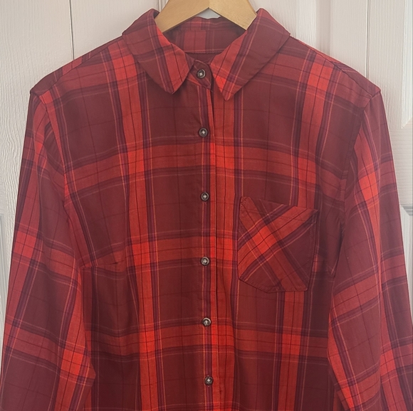 2/$30 ☆ NWT Ava & Viv Red Plaid Cotton Shirt Size X - Picture 2 of 9